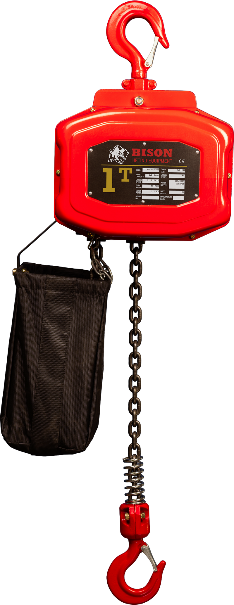Bison Single Phase Electric Chain Hoist, 20 ft, 115/230v (1/4 - 5 Ton) FREE SHIPPING
