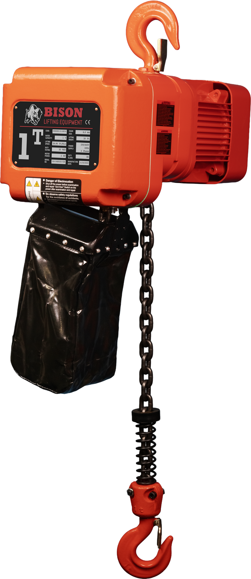 Bison 3 Phase, Electric Chain Hoist, 20 Ft. 230v/460v  (1 - 5 Ton)