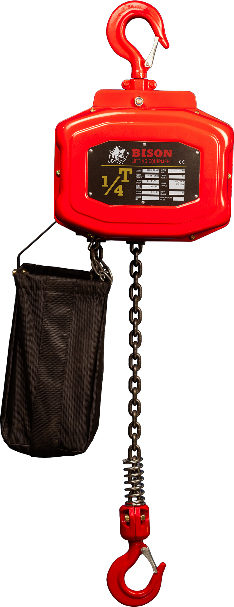 Bison Single Phase Electric Chain Hoist, 20 ft, 115/230v (1/4 - 5 Ton) FREE SHIPPING
