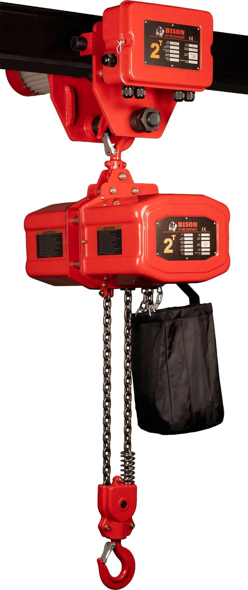 Bison Single Phase Hoist with Motorized Trolley, 115/230v  (1/4 - 5 Ton)