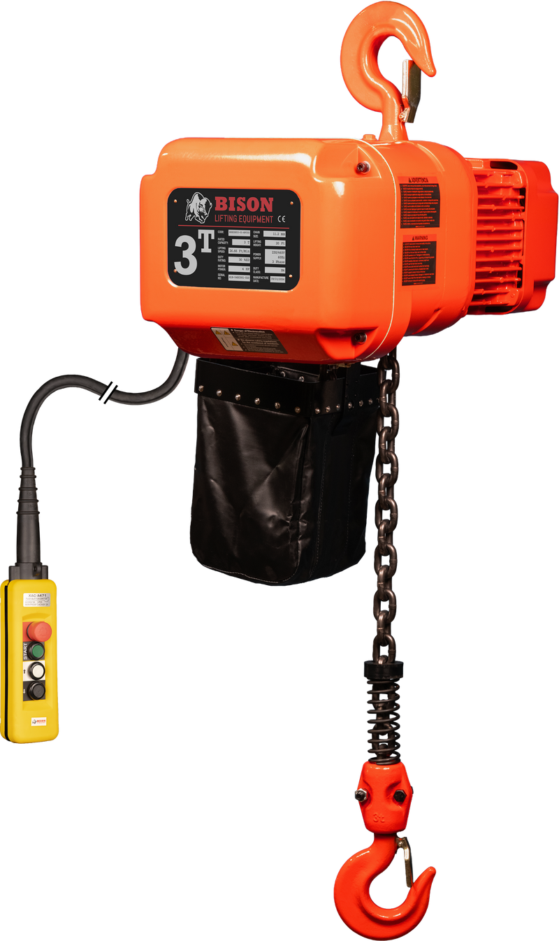 Bison 3 Phase, Electric Chain Hoist, 20 Ft. 230v/460v  (1 - 5 Ton)