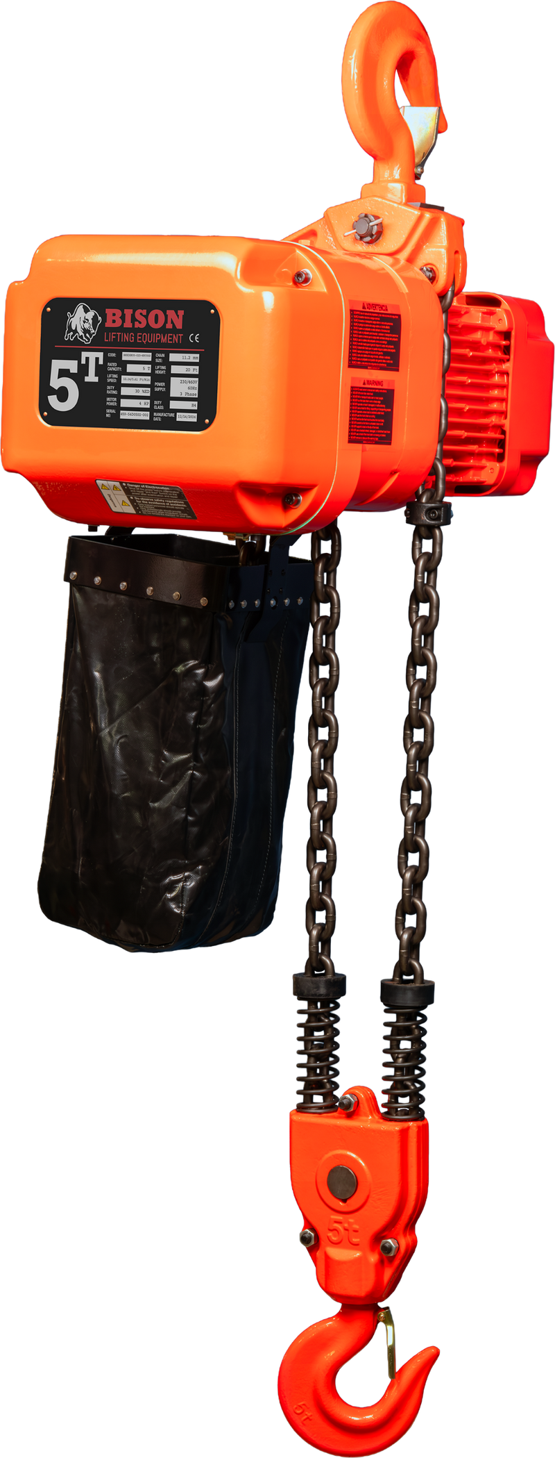 Bison 3 Phase, 2-Speed Electric Chain Hoist , 20 Ft, 230v/460v  (1/2 - 5 Ton)