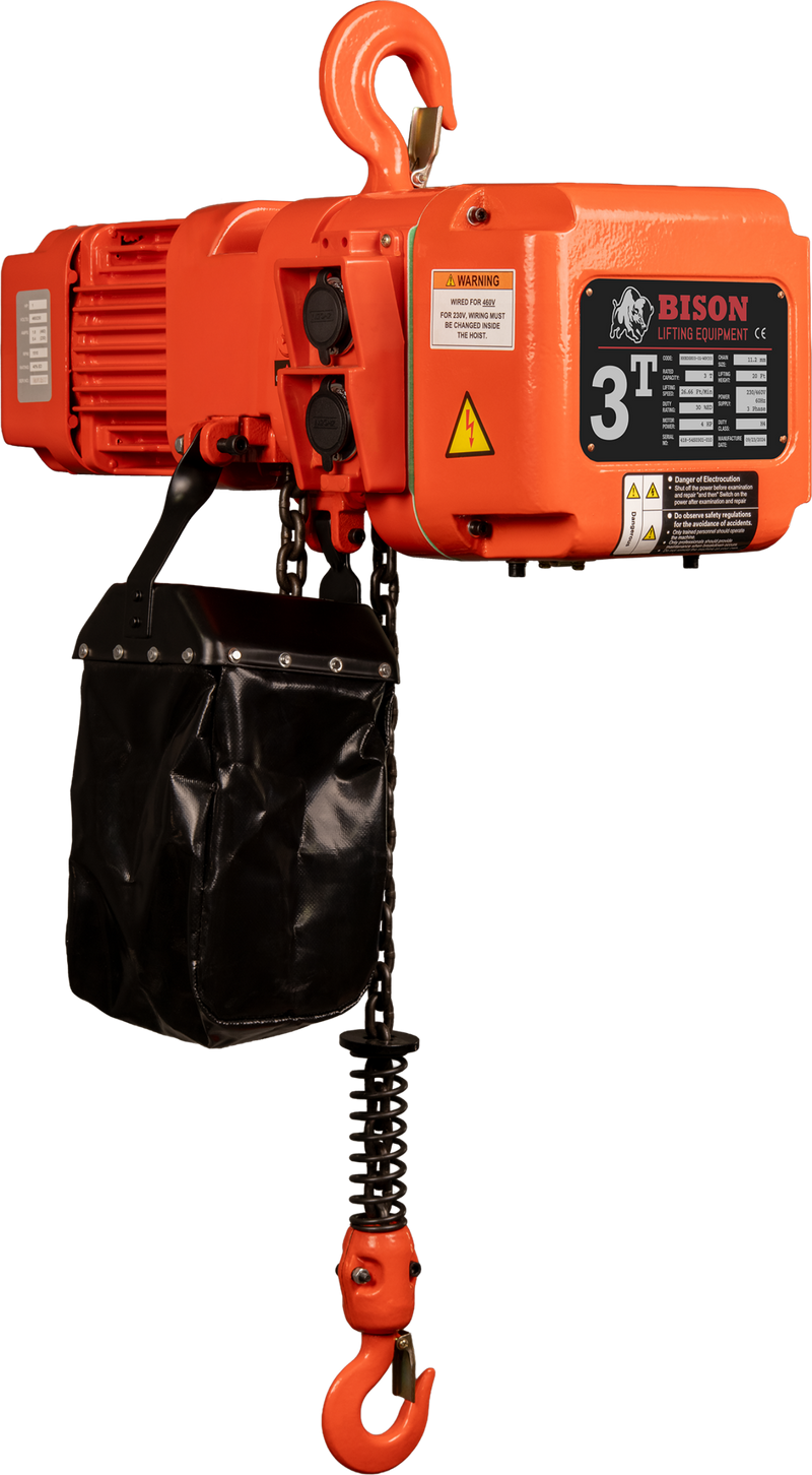 Bison 3 Phase, Electric Chain Hoist, 20 Ft. 230v/460v  (1 - 5 Ton)