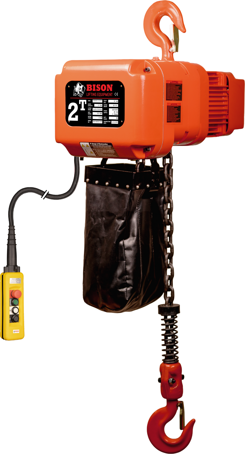 Bison 3 Phase, 2-Speed Electric Chain Hoist , 20 Ft, 230v/460v  (1/2 - 5 Ton)